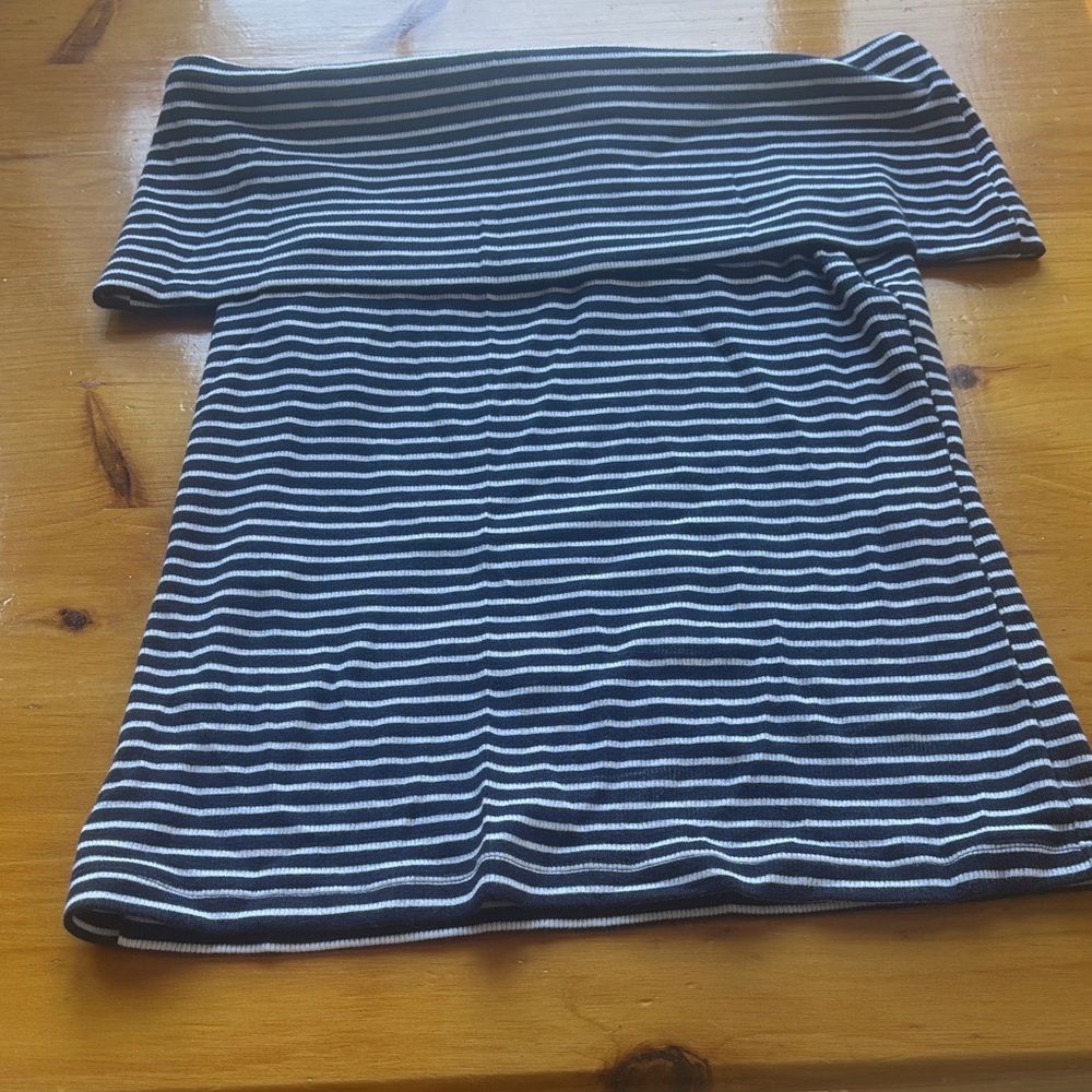 LOFT Navy and White Striped Top